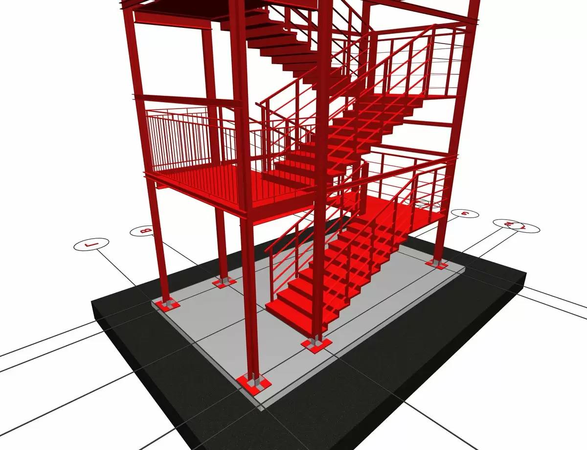 3D модель пожарной лестницы 3-его типа